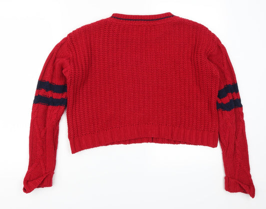 Cooperative Womens Red Striped Pullover Jumper Size S