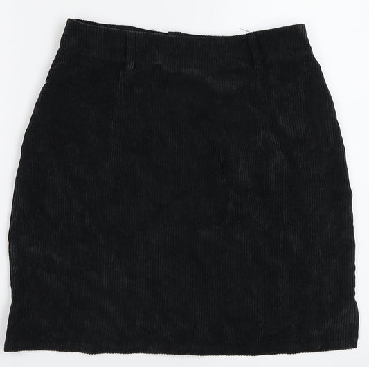 Boohoo Womens Black Corduroy A-Line Skirt Size 8
