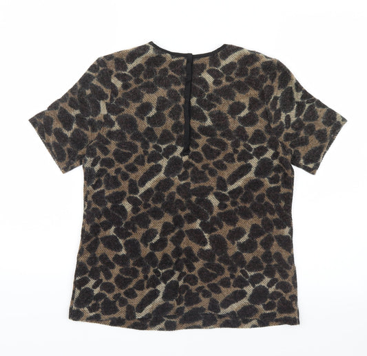 Womens UK Size 10 Warehouse Brown Basic T-Shirt