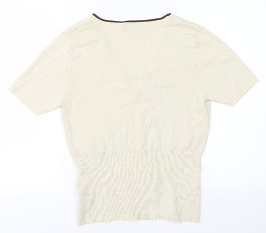 Womens UK Size M Sky Designs Beige Basic T-Shirt