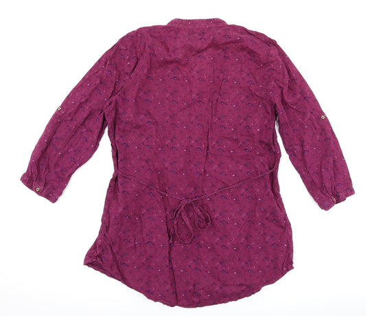 F&F Womens Purple Floral Basic Button-Up Size 12