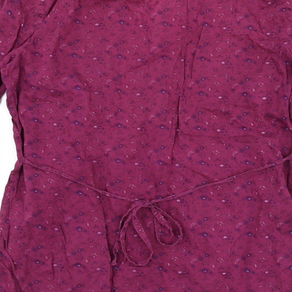 F&F Womens Purple Floral Basic Button-Up Size 12