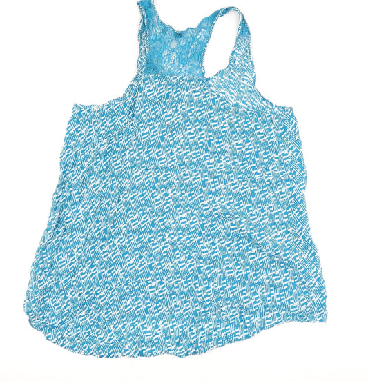 Cherokee Womens Blue Geometric Basic Tank Size 16