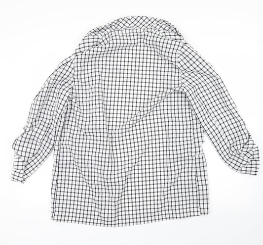 Primark Womens White Check Jacket Coatigan Size 12
