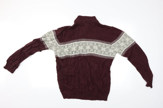 Threadbare Mens Red Geometric Pullover Jumper Size L