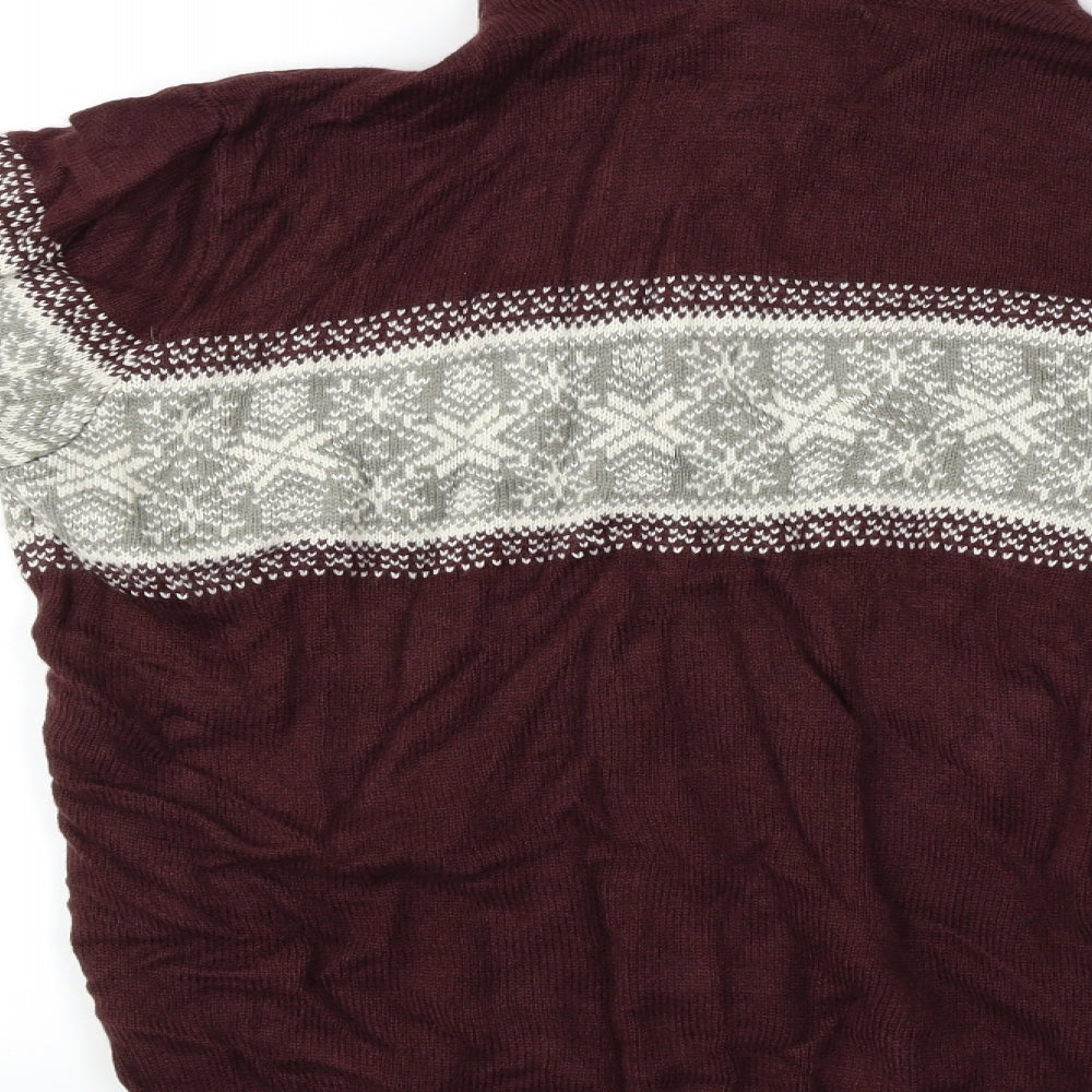 Threadbare Mens Red Geometric Pullover Jumper Size L