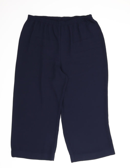 Womens UK Size 18 ELVI Regular Fit Capri Blue Trousers