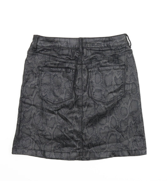 M&S Womens Grey Animal Print  A-Line Skirt Size 8  - Snake print