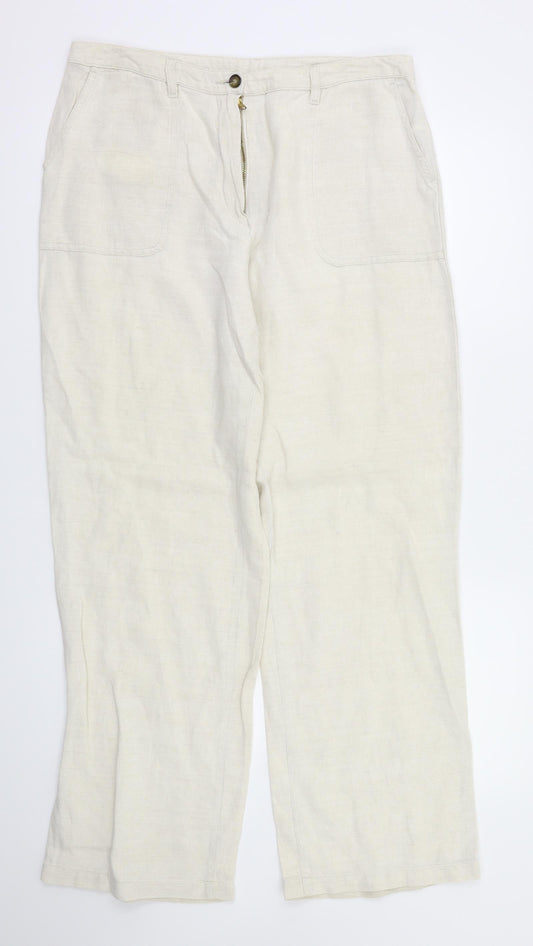 Womens UK Size 16 Etam Regular Fit Ivory Trousers