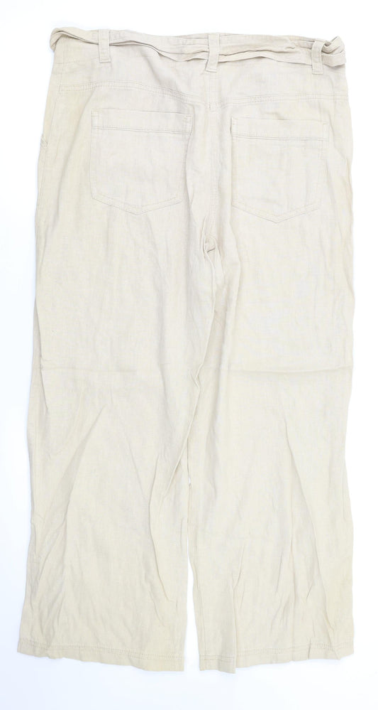 M&s Womens Beige Trousers Size 12 L26 in