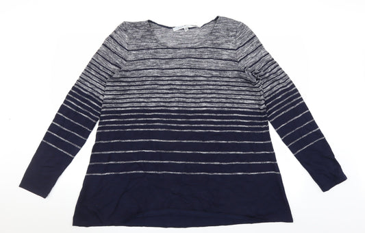 Max Studio Womens Blue Striped Pullover Jumper Size L
