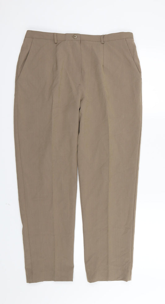 Womens UK Size 16 BASSINI Regular Fit Brown Trousers