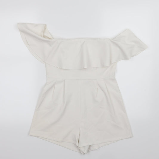 Womens UK Size 8 In the Style One-Piece White Playsuit