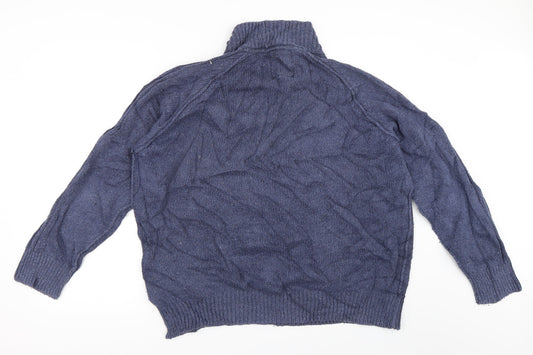 Marks and Spencer Mens Blue Henley Jumper Size XL