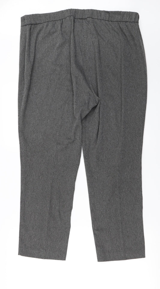 Bonmarché Womens Grey Check Trousers Size 16 L25 in