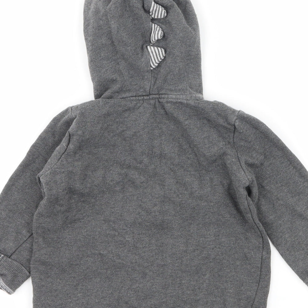 George Boys Grey Jersey Full Zip Jumper Size 12-18 Months - Roar Dinosaur