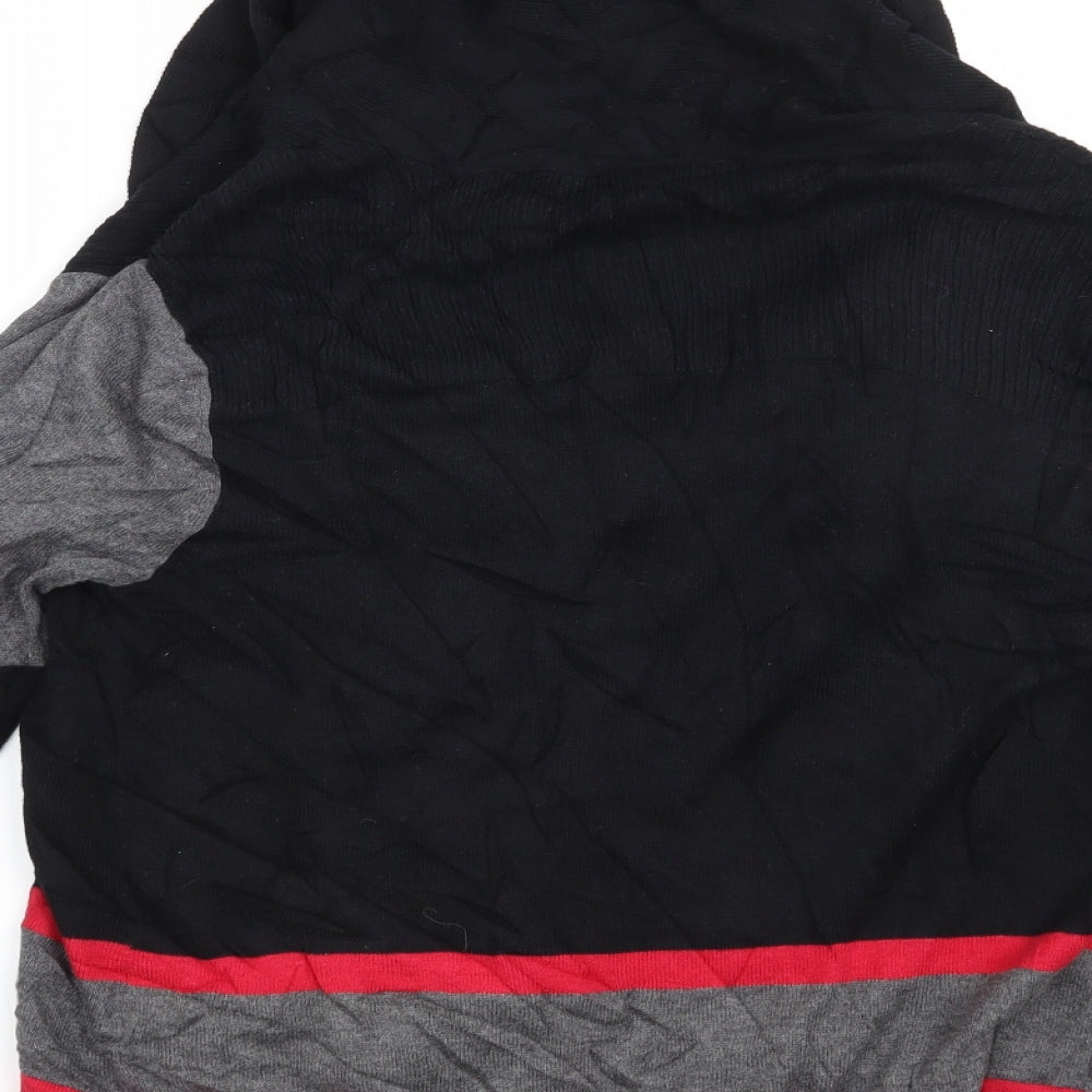M&Co Womens Black Striped Cardigan Jumper Size M