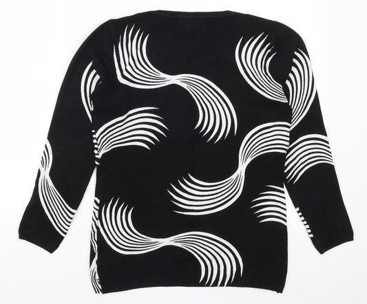 Saloos Womens Black Geometric Pullover Jumper Size S