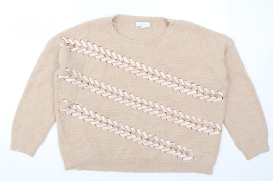 Blue Vanilla Womens Pink Pullover Jumper Size M - Lace up Detail