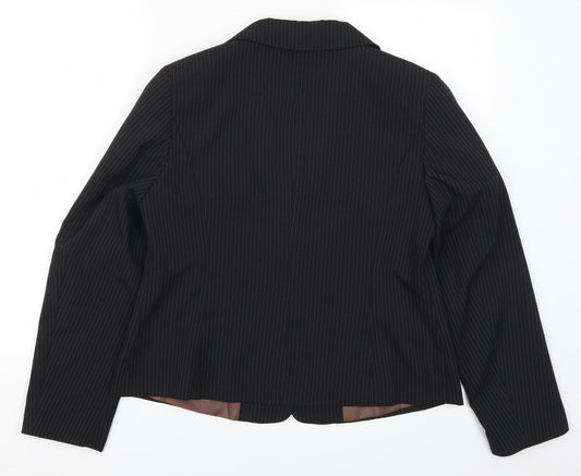 George Womens Black Striped  Jacket Suit Jacket Size 14