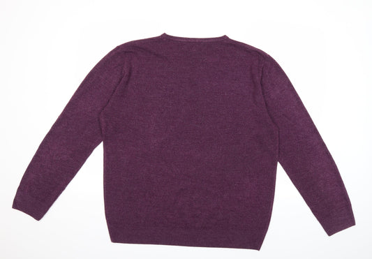 Easy Mens Purple Knit Pullover Jumper Size XL