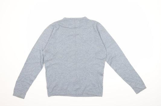 NEXT Mens Blue Check Knit Pullover Jumper Size S