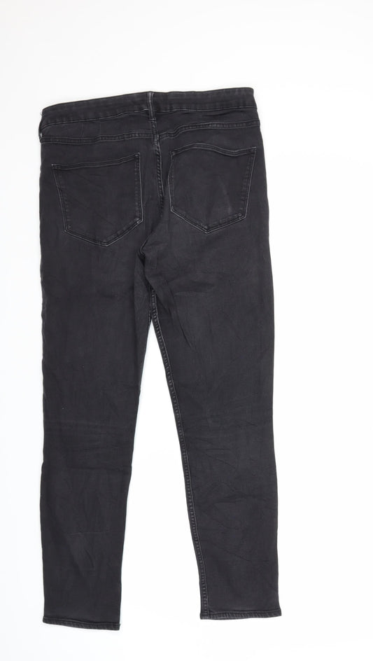 Mens UK Size 32 in H&M Regular Fit Skinny Black Jeans