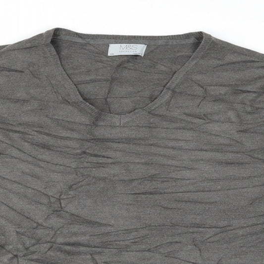 M&S Mens Grey Pullover Jumper Size 2XL