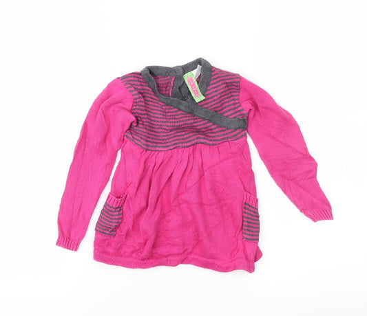 Sophie and Sam Girls Pink Striped Knit Jumper Dress Size 12-18 Months