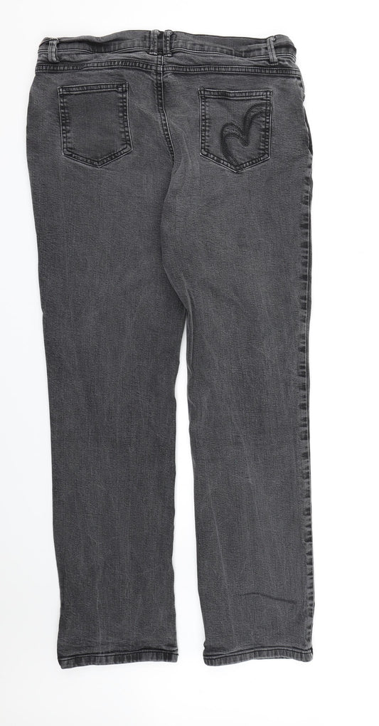 Per Una Womens Grey  Denim Straight Jeans  L30 in
