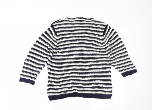 Per Una Womens Blue Striped Pullover Jumper Size L