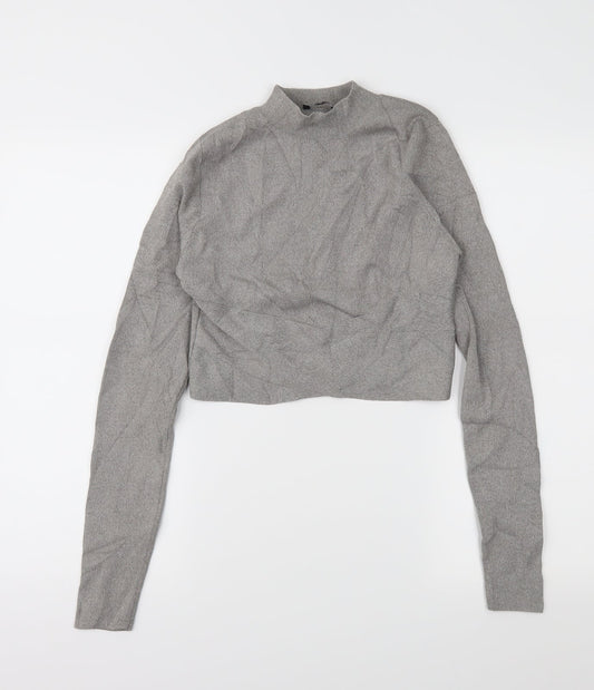 Womens UK Size 10 newlook Grey Cropped Blouse