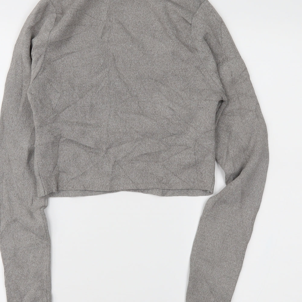 Womens UK Size 10 newlook Grey Cropped Blouse