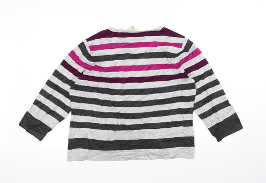 cc Womens Grey Striped Basic T-Shirt Size XL