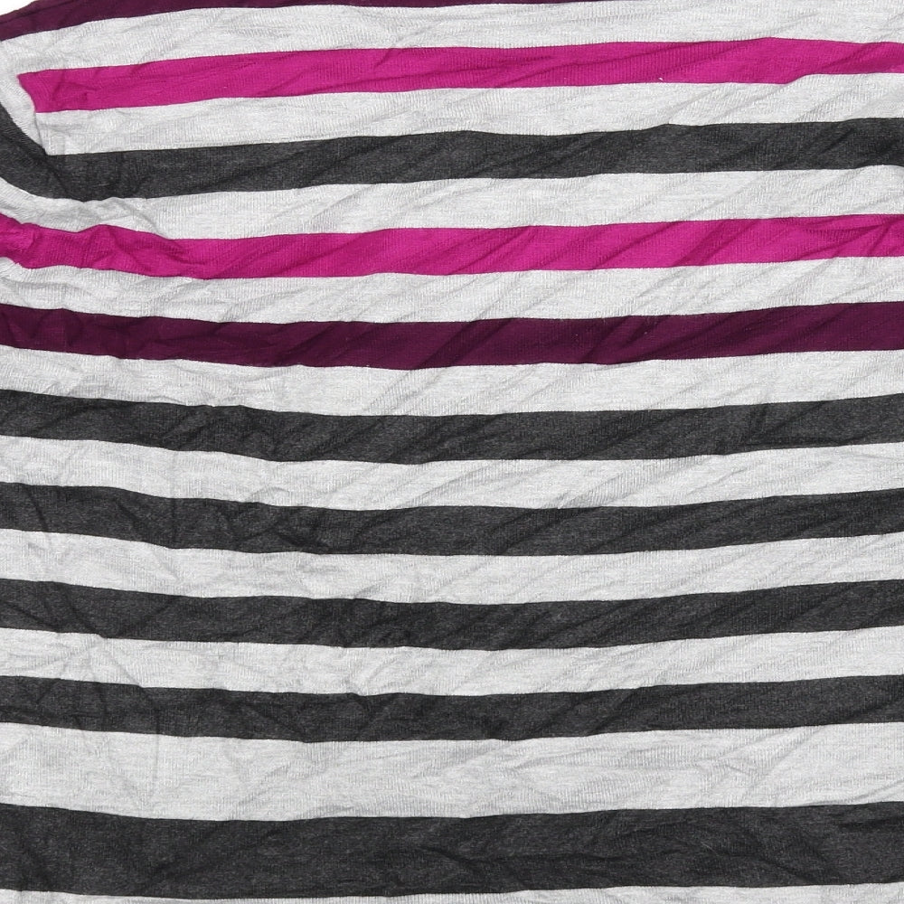 cc Womens Grey Striped Basic T-Shirt Size XL