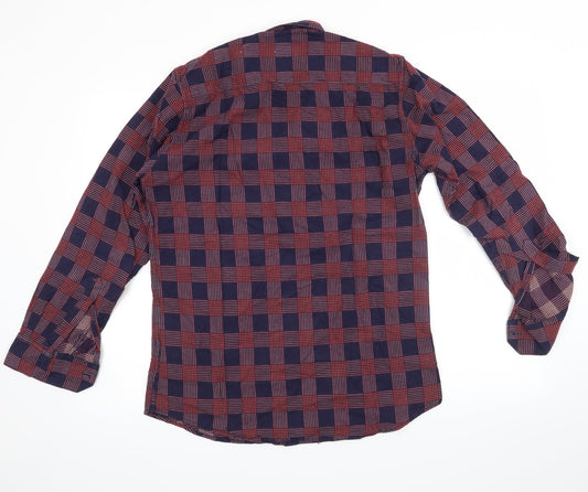 credible Mens Purple Plaid Button-Up Size L