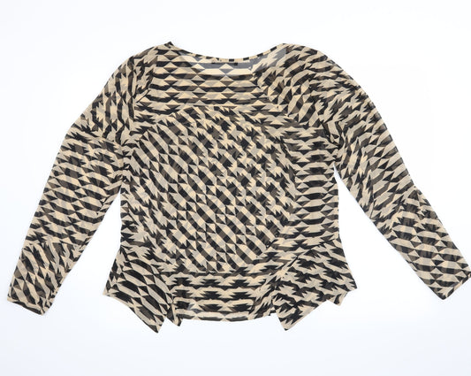 George Womens Beige Herringbone Basic Blouse Size 12