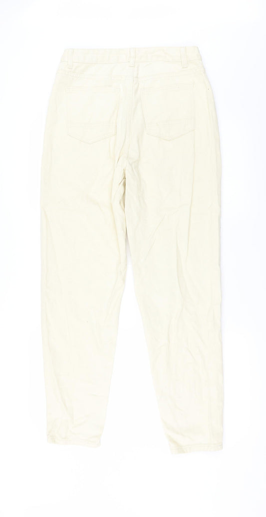Womens UK Size S Shien Regular Fit Straight Ivory Jeans