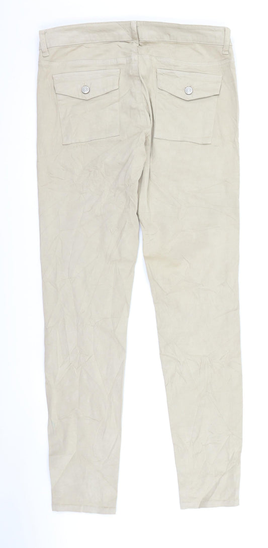 Womens UK Size M FB Sister Regular Fit Chino Beige Trousers