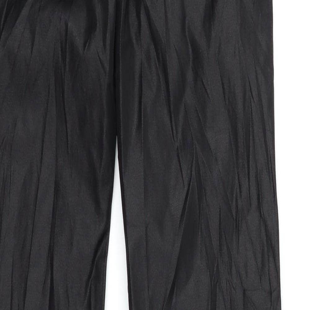 CTM moda Womens Black Trousers Size 29 in L30 in - Wet Look