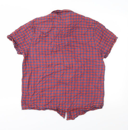 Mens UK Size M Cedar Wood State Red Button-Up Short Sleeve Casual Shirt