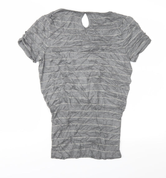 Express Womens Grey Striped Knit Pullover Jumper Size M