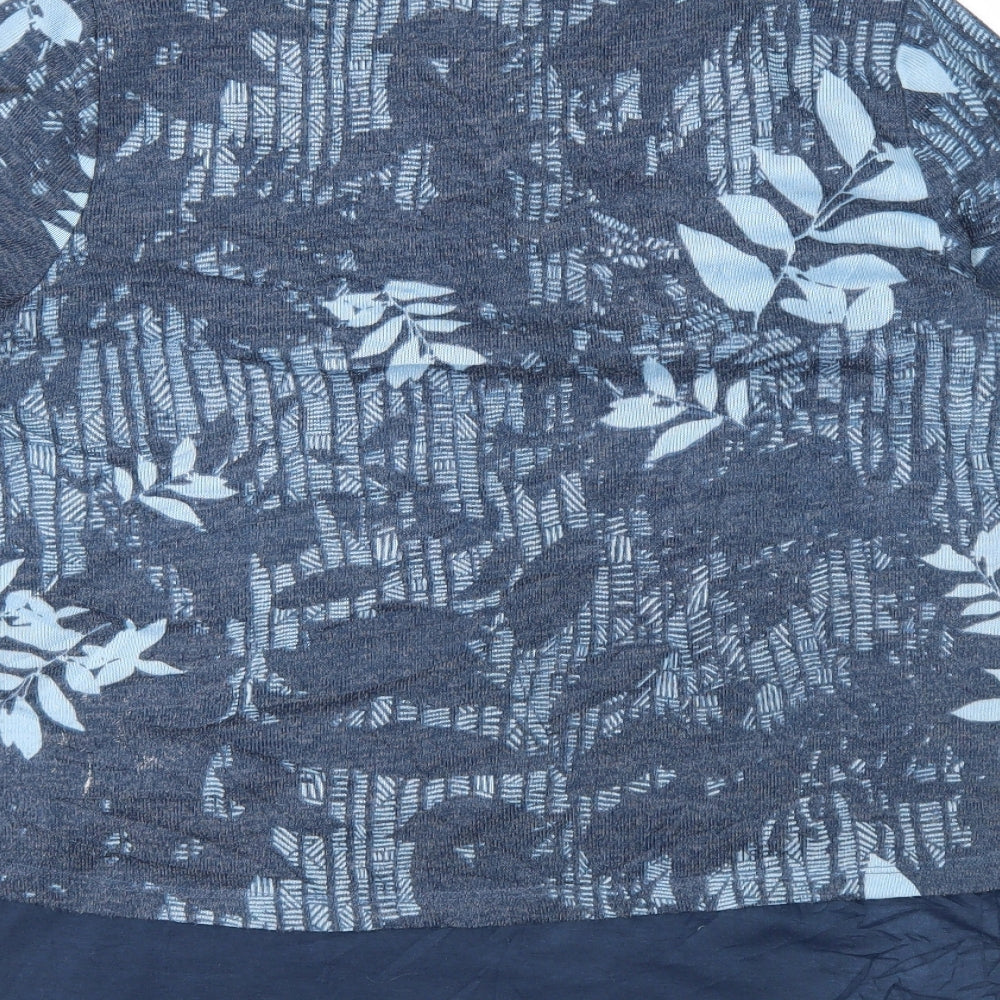 Viz A Viz Womens Blue Floral Knit Pullover Jumper Size M