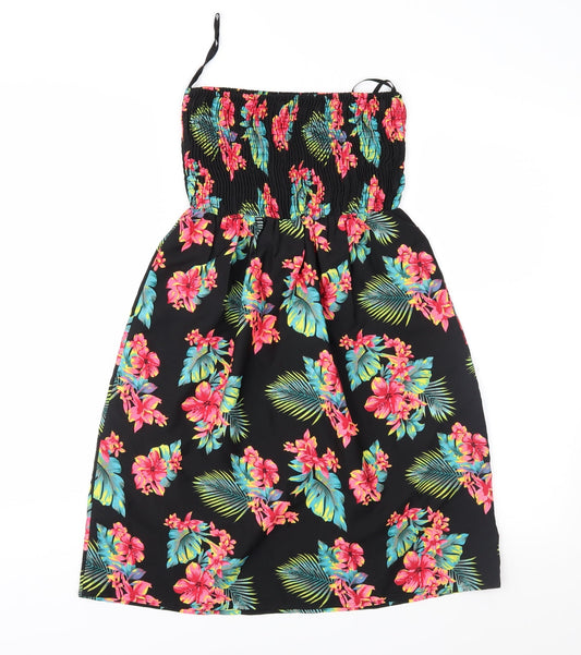 Back view of Atmosphere women’s black floral fit & flare