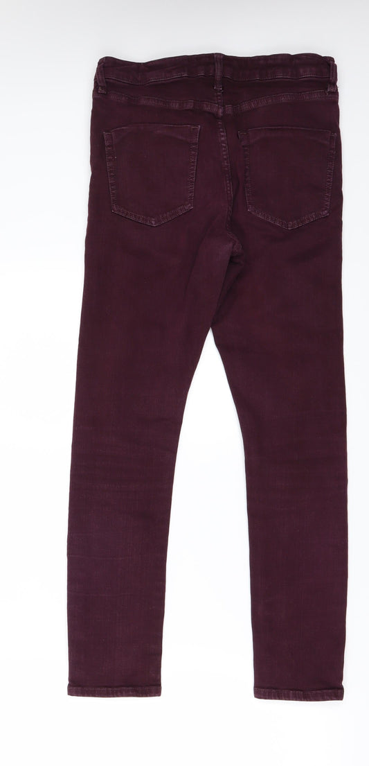 Topshop Womens Red Denim Skinny Jeans Size 28 in L30 in