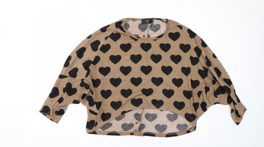 AX Paris Womens Beige Polka Dot Pullover Jumper Size L