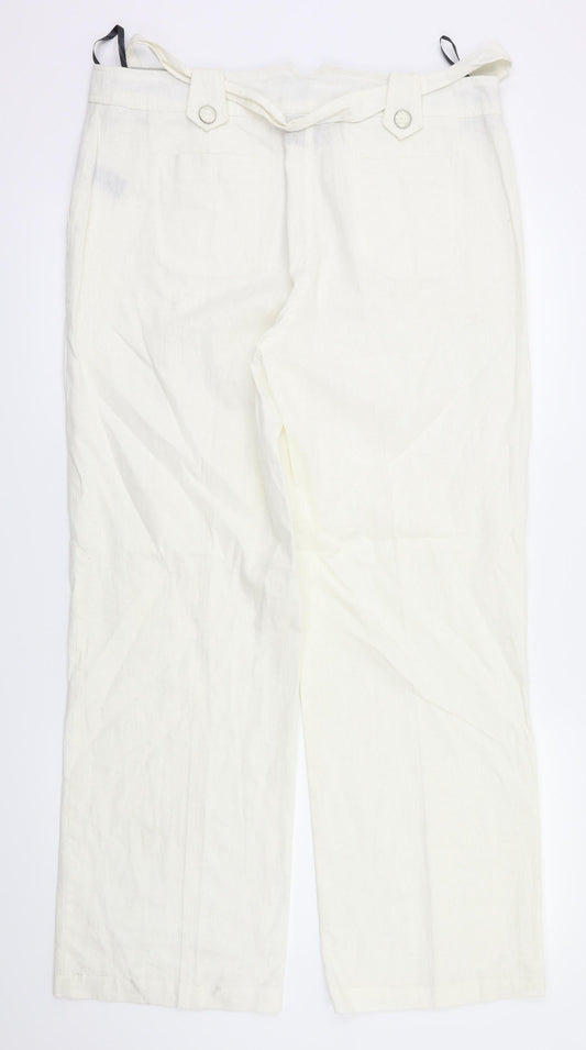 Womens UK Size 14 BHS Regular Fit White Trousers