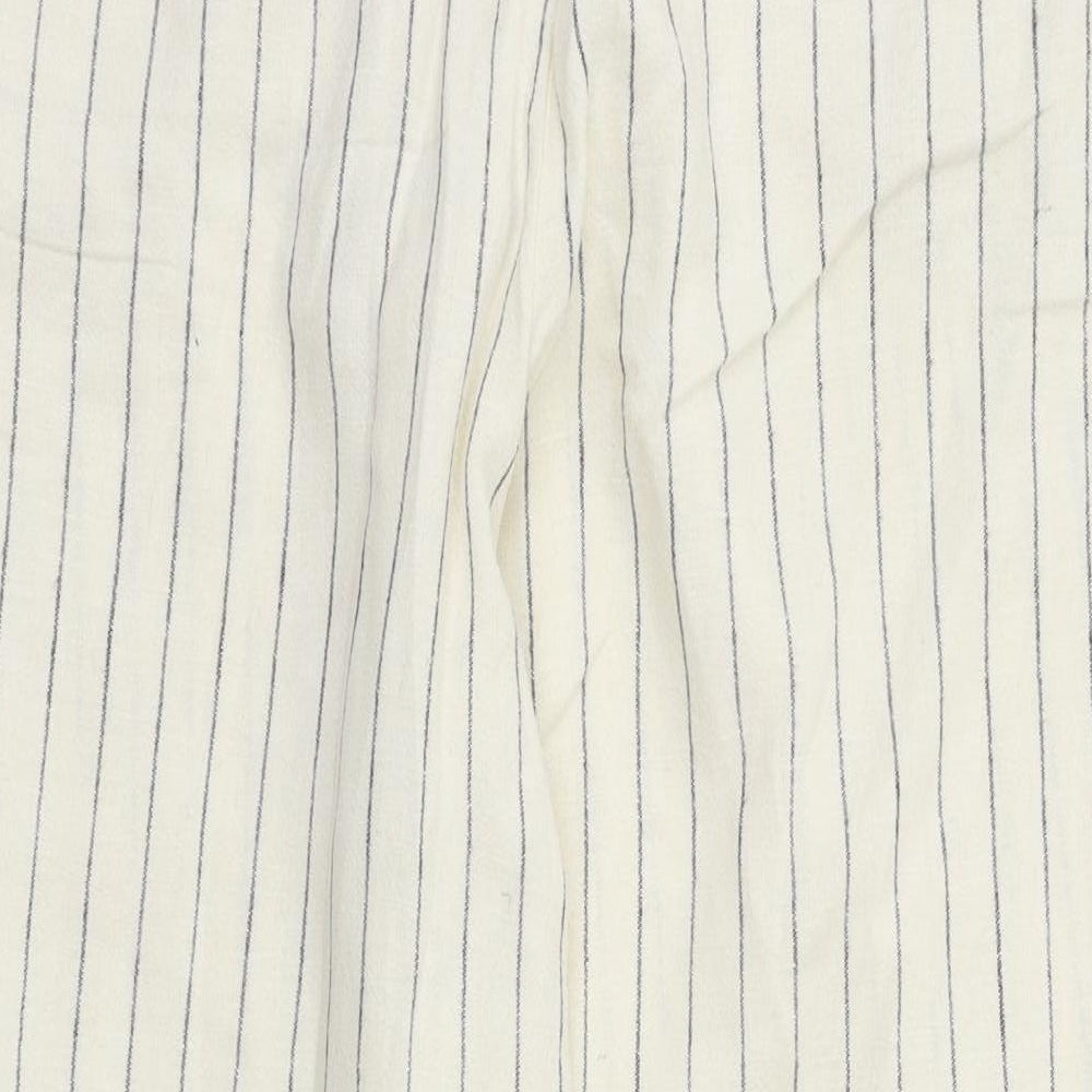 M&S Womens Beige Striped Trousers Size 14 L26 in