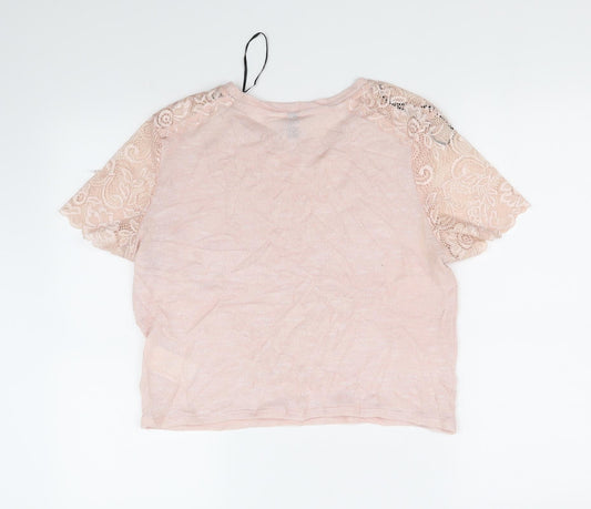 Divided Womens Pink Basic T-Shirt Size M