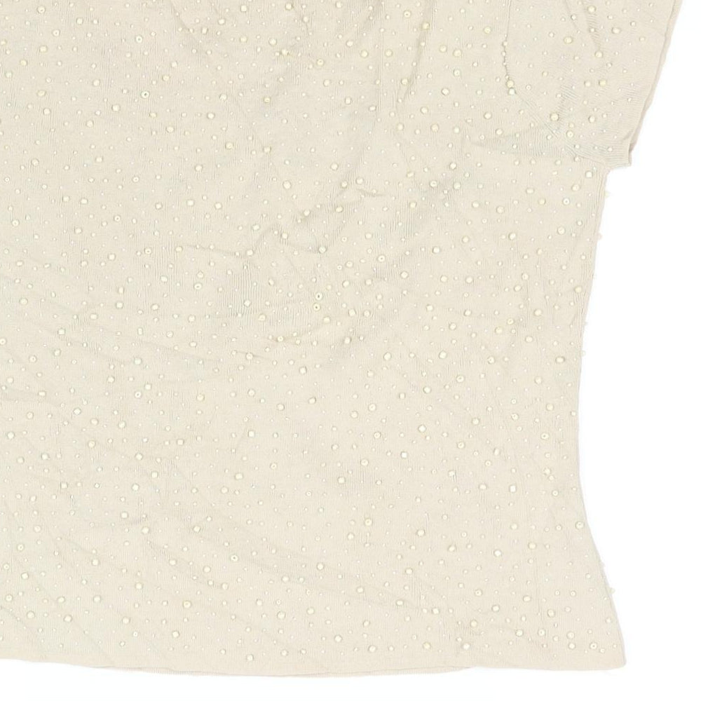 Womens UK Size 16 Alex & co Beige Basic T-Shirt